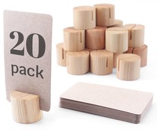 20 Pack Mini Wood Table Number Holders - Place Card Holders, Dinner Table Car...