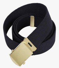 New Black ARMY GI Style 1-1/4" Cotton Military Web Belt w/ Gold Buckle 54" Long