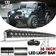Curved 20"26"32"38"44"50" LED Light Bar+Wire Single Row Driving Off Road 4WD SUV