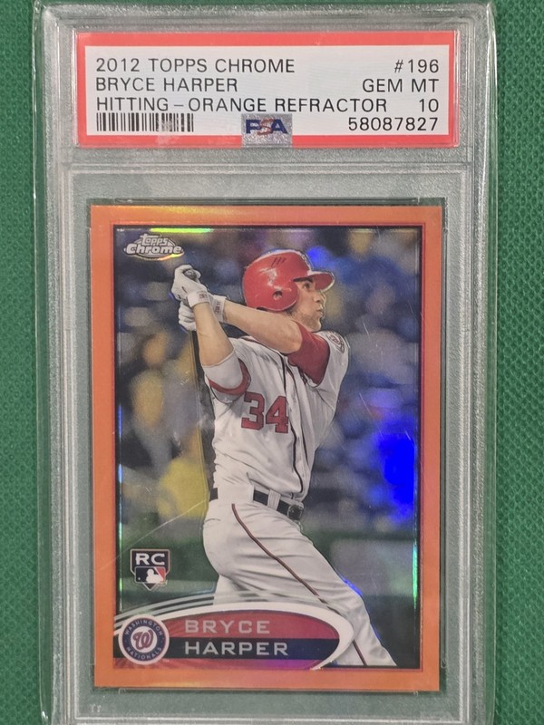 2012 Topps Chrome Bryce Harper RC Orange Refractor #196 PSA 10 Gem Mint Phillies