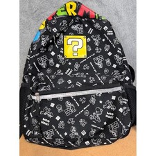 Mochila Nintendo Super Mario Bros negra bloque de preguntas impresión completa F295443