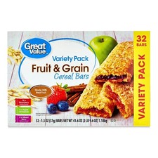 Variety Pack Fruit  Grain Cereal Bars 32 Count Healthy Snack Box