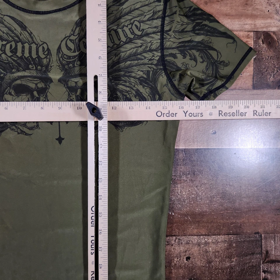 Camisa de Entrenamiento Xtreme Couture Mediana Verde Calaveras Alas Y2K Grunge Gimnasio MMA Foto 4 de 4