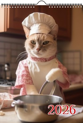 2026 Wall Calendar ~ Culinary Cats: Felines in Adorable Outfits Baking
