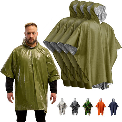 Emergency Poncho and Mylar Blanket Liner - Waterproof, Wind-Resistant Outdoor Ra