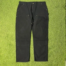 Vintage 90s Carhartt Double Knee Pants Size 44x34 Black Duck Dungaree USA Made