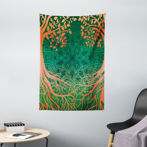 Ethnic Tapestry Asian Mandala Symbols Print Wall Hanging Decor
