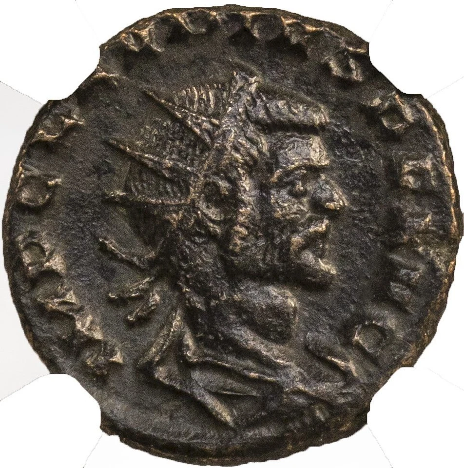 NGC XF Romano BI Doble Denario de Claudio II Gótico AD268-70 NGC Antiguos Foto 2 de 3