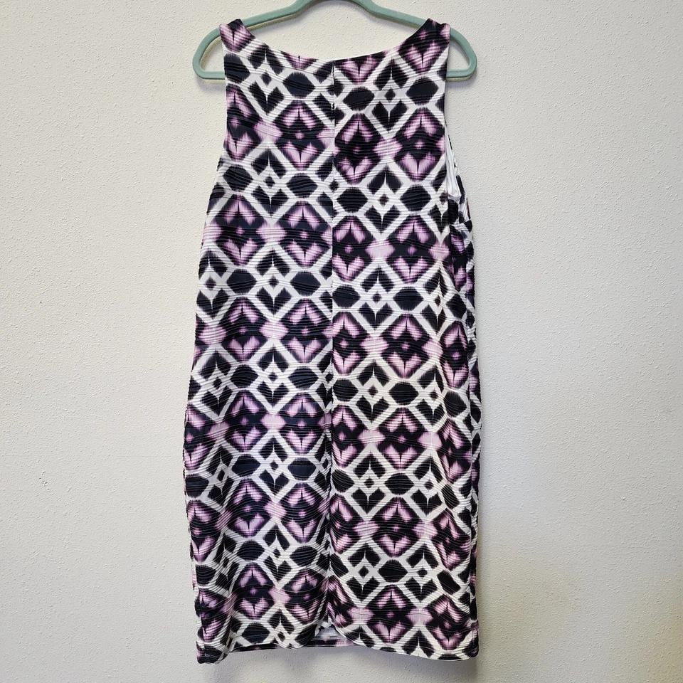 Vestido Jennifer Lopez 1X XL Blanco Púrpura Forrado Reunido Verano Vaina Playa Boho Foto 4 de 4