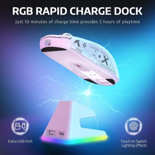 ATTACK SHARK X6 49g SUPERLIGHT Mouse with Magnetic Charging Dock, PixArt PAW3395 - Picture 11 of 50