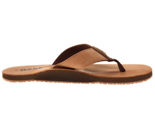 Reef Men's Leather Smoothy Bronze Brown Sandals Flip Flops - Picture 3 of 9