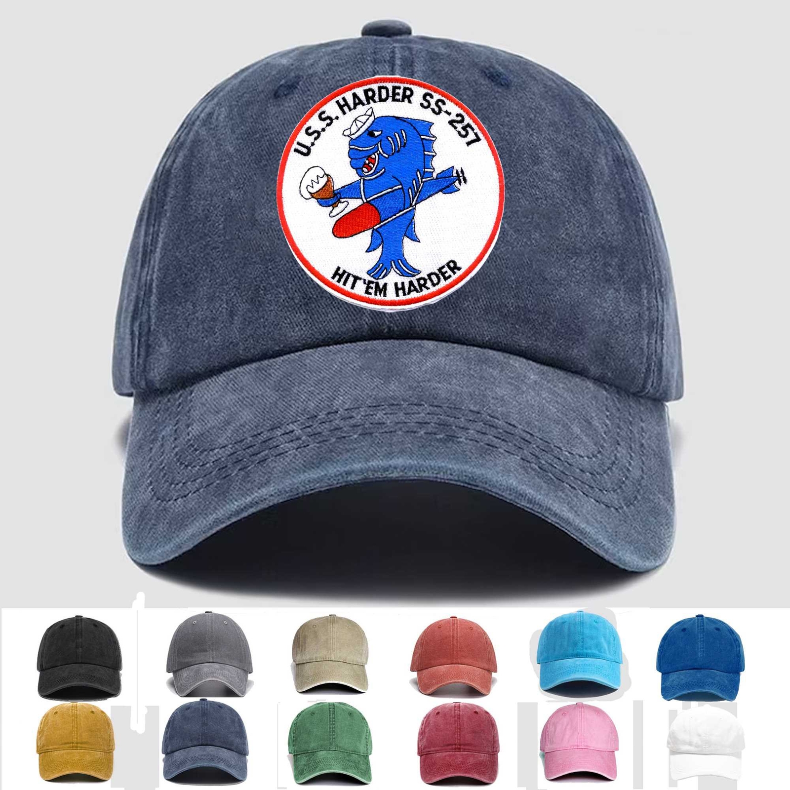 Custom Embroidered Hat SS-257 USS Harder, Veteran Cap, Trucker Hat, Gift Idea