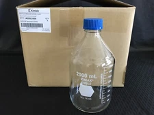 NEW (4/Pk) KIMAX Glass 2000mL Graduated Lab Media Storage Bottle GL-45 Cap 14395