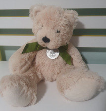 Crabtree & Evelyn London Teddy Bear Beige Super Soft GREEN BOW 26CM