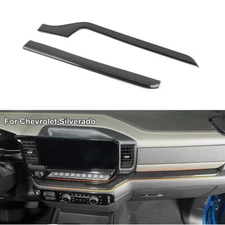 Carbon Fiber Center Console Panel Cover Trim Bezels For Chevy Silverado 2022+ US