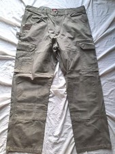 Vintage Wrangler Carpenter Cargo Pants Mens 38x32 Ripstop Double Knee Gray/Green