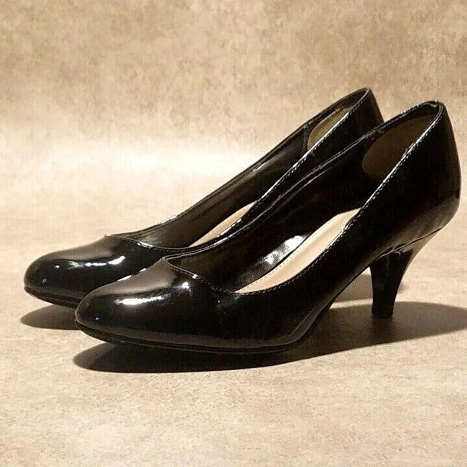 Zapatos de salón Alfani Denny F0115 para mujer talla 7 M charol negro sin cordones 2,5" Foto 3 de 4