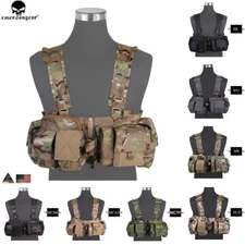 Emerson Tactical Combat Chest Rig UW Gen Split Front Harness Vest Airsoft +Pouch