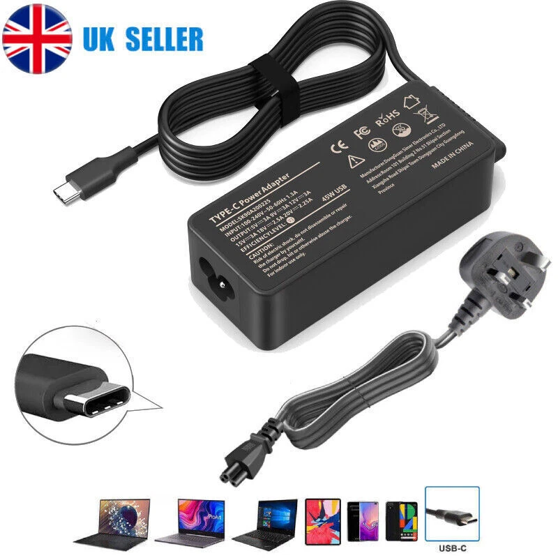45W Chromebook USB-C Laptop Charger for HP X360, Dell, Lenovo, Acer, Asus,Apple - Image 1 of 4