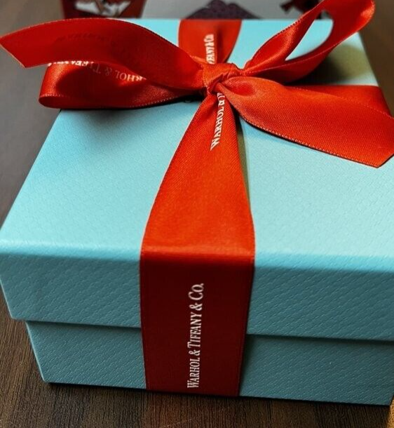 NEW TIFFANY & CO BLUE BOX JEWELRY BOX RED WARHOL RIBBON COTTON 3.75