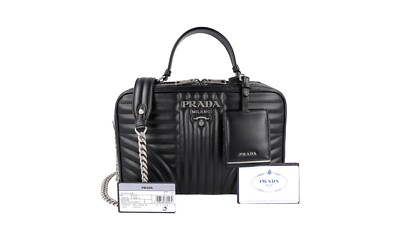 PRADA Leder Diagramme Schultertasche / Handtasche - Schwarz - NEU