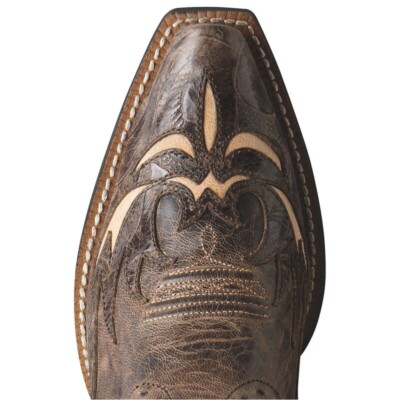 ARIAT Bottes Western Dahlia Femme, Cuir Marron Bout Floral Coupe Cowgirl 7B