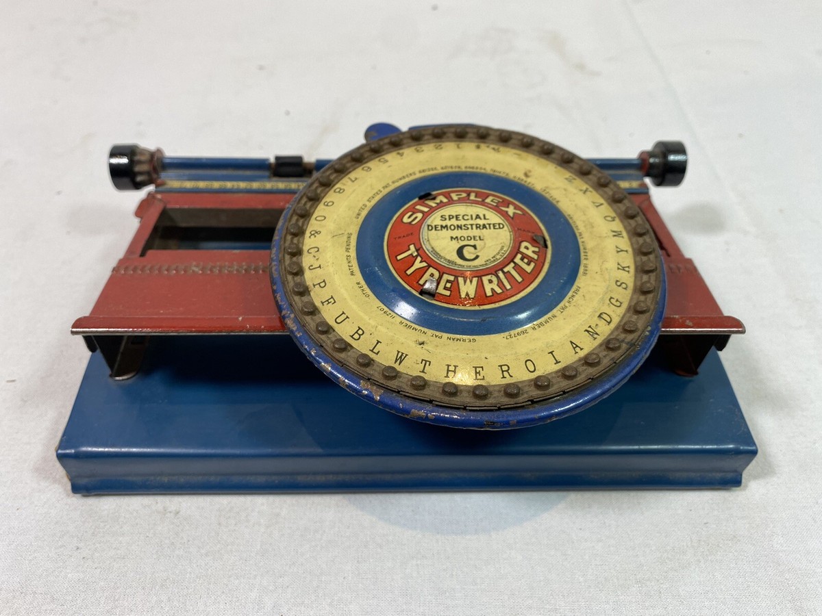 Toy Jouet machine à écrire simplex Demonstrated Typewriter Modèle E Début 1900