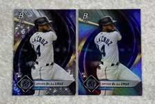 (2) Bryan De La Cruz (RC) 2022 Bowman Platinum Ice Foil Parallel & Base Card #68