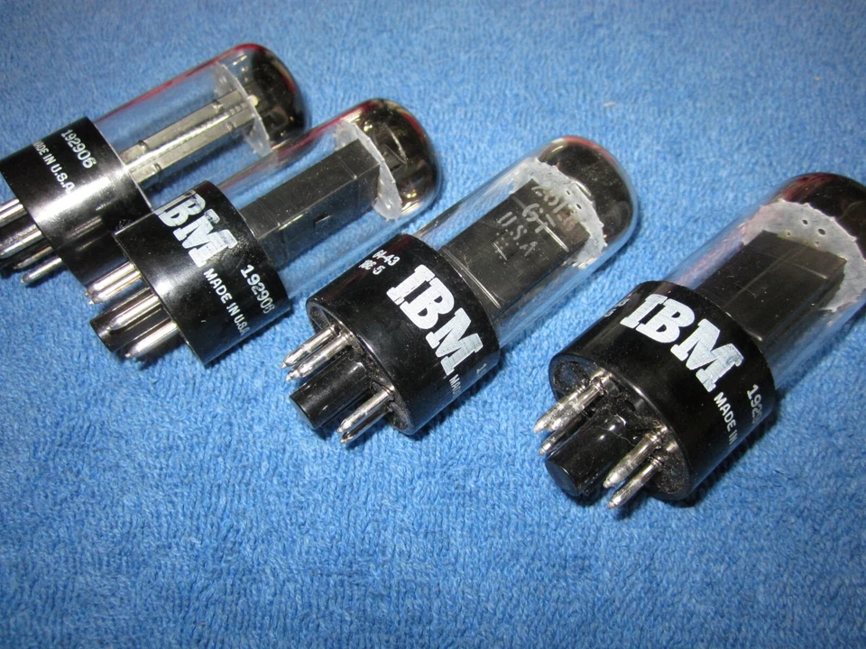 Lote 4 piezas (cuádruple) NUEVOS IBM/GE 25L6 tubos placas negras Halo Getter Beam Power Audio Foto 2 de 4