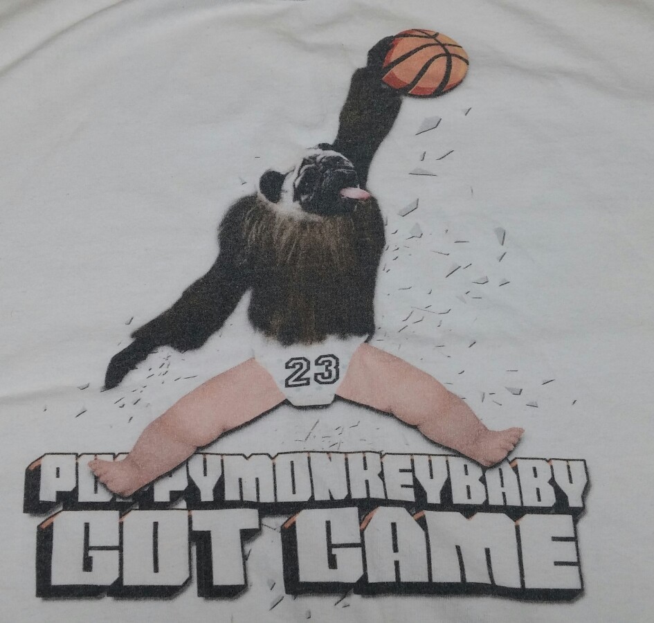 White Puppy Monkey Baby T Shirt Baby Got Game Funny Basketball tshirt xxl 2xl