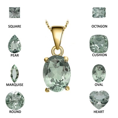 Green Amethyst Pendant Yellow Gold Natural Fine Jewelry Handmade Ethnic Gift Her