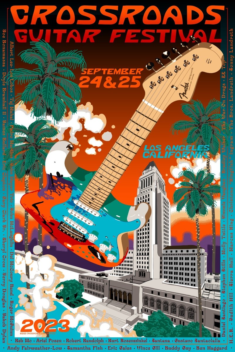 ERIC CLAPTON'S CROSSROADS GUITAR FESTIVAL POSTER 2023 BY