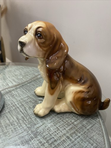 VINTAGE SITTING BEAGLE PUPPY DOG Figurine 7”x7” BROWN AND TAN PREOWNED - Picture 8 of 12