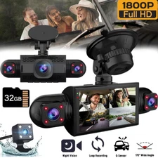 4K Dash Cam Recorder 4-Channel 360° Car Camera DVR Vehicle Video G-Sensor 32GB