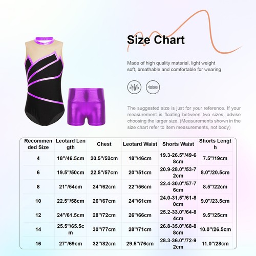 Mädchen Ballett ärmellos Tanztrikot mit Shorts Gymnastik Tanzkleidung Sport - Bild 40 von 46