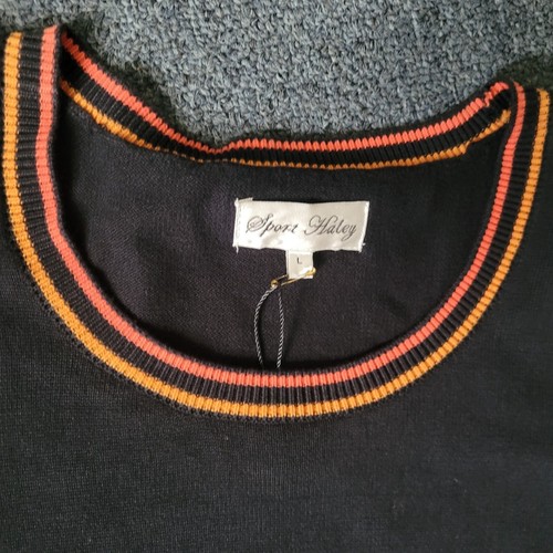 Women's Sport Haley Pullover Sweater Vest Black w/ Orange U-Neck Large - Picture 2 of 3