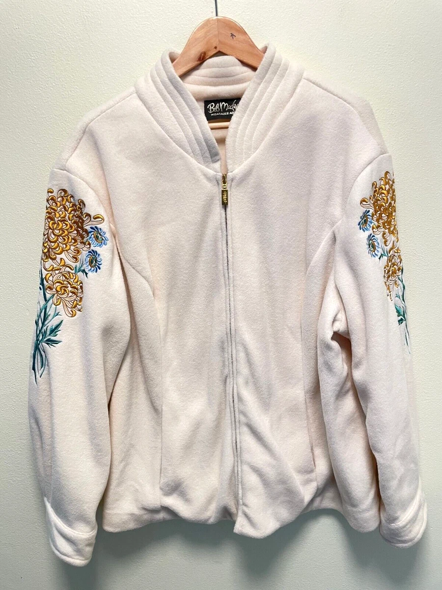 Bob mackie embroidered fleece jacket sale