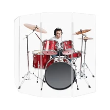 Drum Shield, Premium Acrylic Drum Screen, Four Panels 2' x 6' with Living Hinges