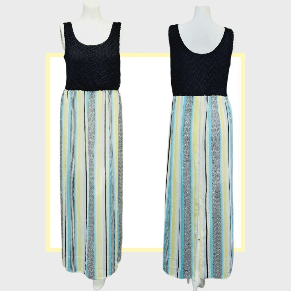 auw maxi dress AUW Womens Size Large Bohemian Tribal Print Sleeveless Tank Maxi Dress