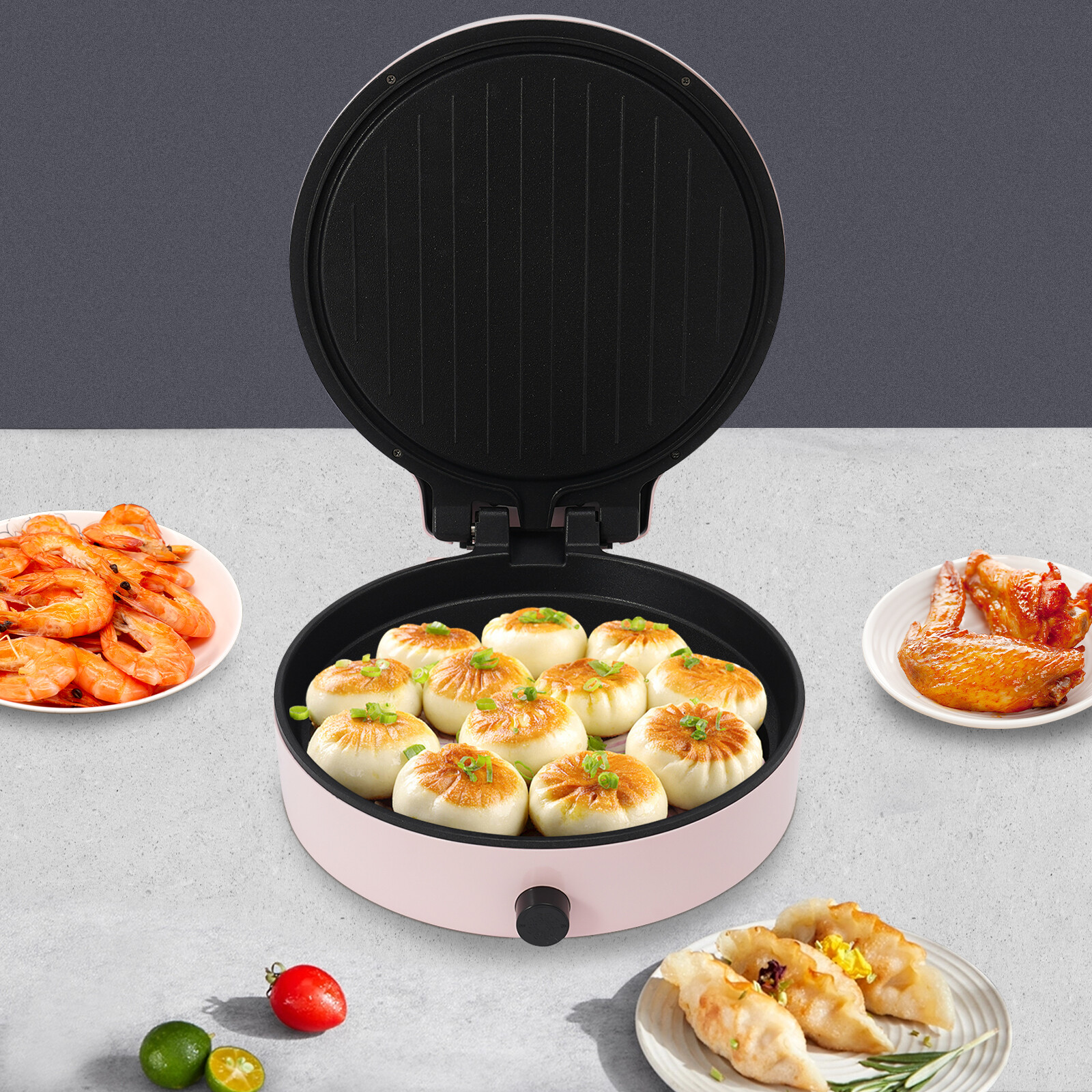Pink Electric Countertop Pizza Maker & Grill Oven 110V 50Hz