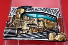 Steam Train Belt Buckle Bergamot Brass Works USA U41 Vintage 1983