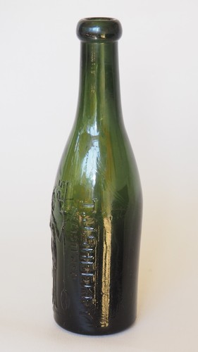 Scarce TJ Sheekey Yass 6oz Green Blob Top Bottle Embossed Woman With Key/Shield - Picture 4 of 11