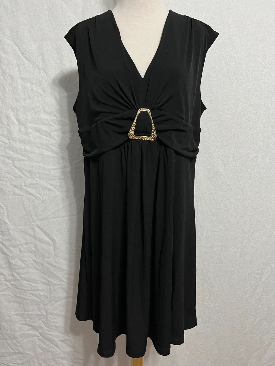 Marc Bouwer Cap Sleeve Empire Shift Tunic Dress Black w/Gold Metal Buckle Size L | eBay Marc Bouwer Cap Sleeve Empire Shift Tunic Dress Black w/Gold Metal Buckle Size L | eBay