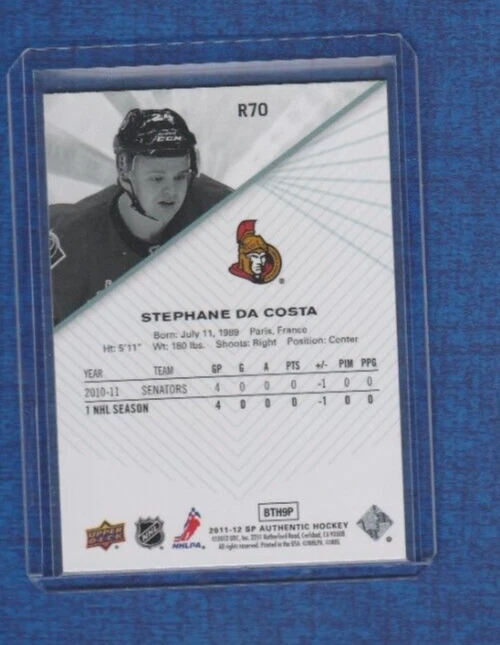 2011-12 Upper Deck SP Authentic Extended Rookie # R70 Stephane Da Costa - Image 2 of 2