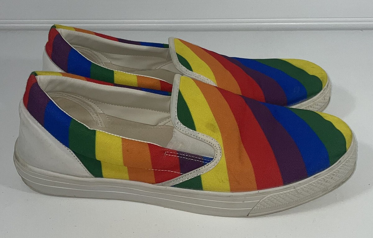 Slip On Multicolor Rainbow Low Top Mens 14 Shoes Pride Gay 