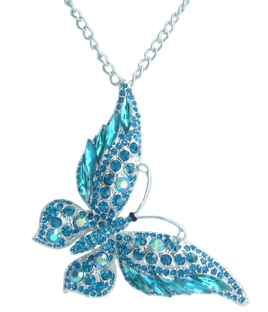 Charming Insect Butterfly Necklace Pendant Rhinestone Crystal NL04538