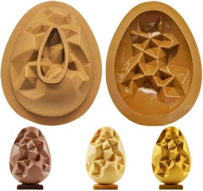2PCS Large 3D Breakable Easter Egg Silicone Chocolate Mold Non Stick