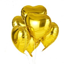 Valentine's Day Gift Gold Heart Mylar Balloons 10 Pcs for Romantic Party Decor