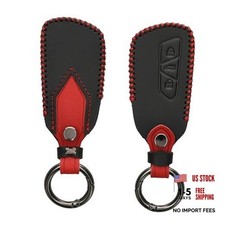 Key Cover Compatible with VW Golf 8 3 Button Car Key - Faux Black Matte / Red
