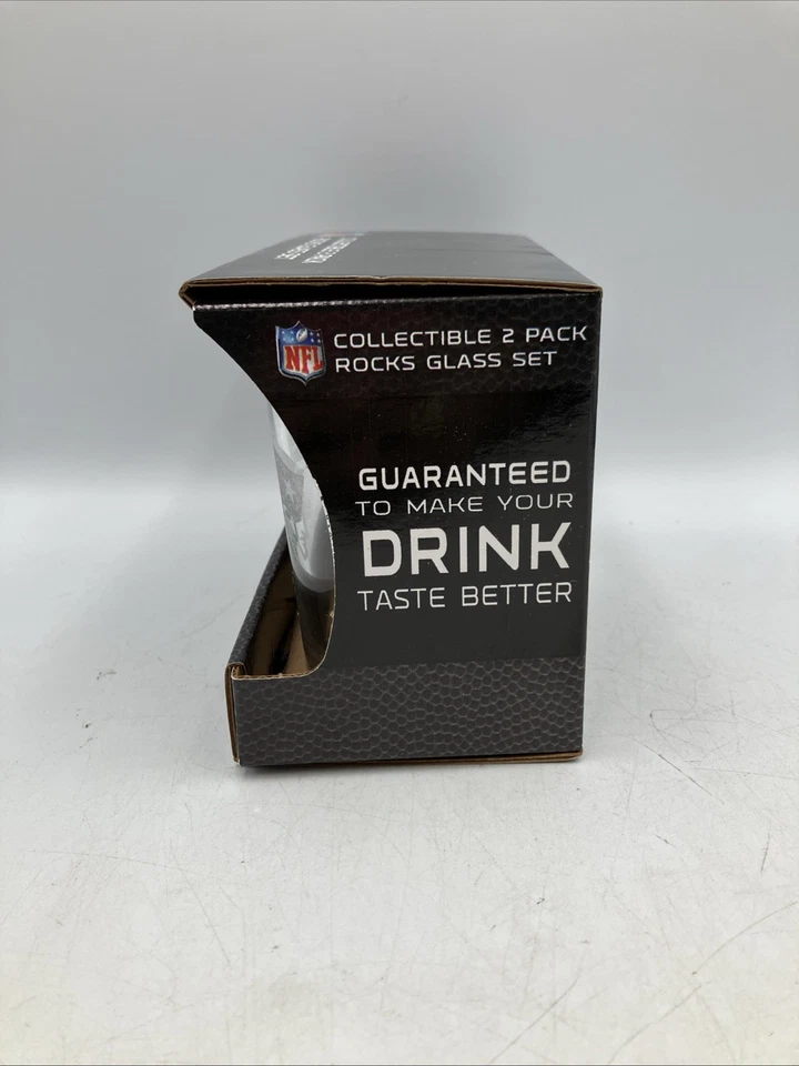 Paquete de 2 vasos de whisky New England Patriots Rocks con estampado de diseño plateado Foto 2 de 4